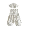 thumbnail image 2 of LYMAYTER ‌Infant Baby Girl Lightweight Romper Hat Set Sleeveless Plaid Floral Print Summer Wear One-Piece‌ 3-24M‌, 2 of 8