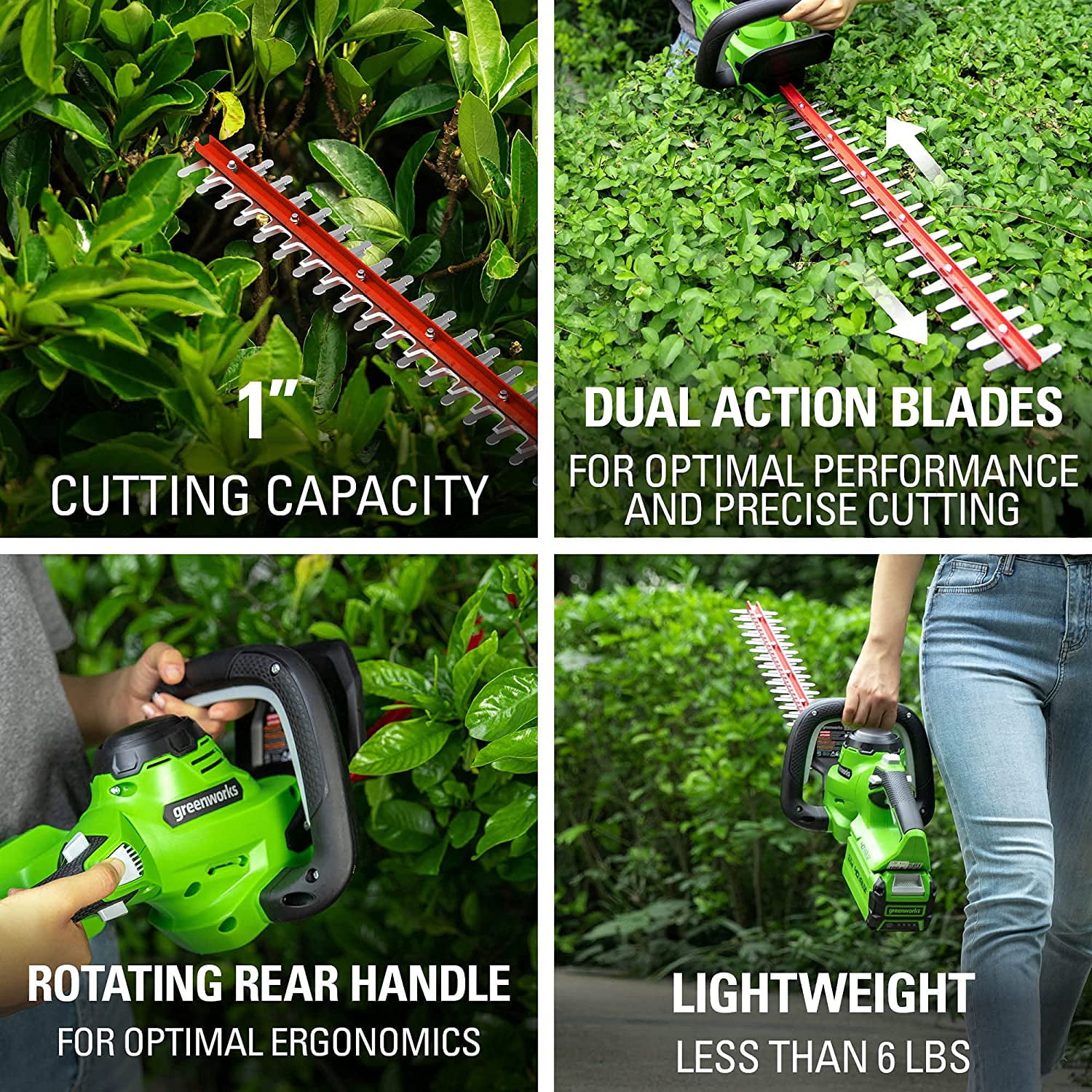 Greenworks 40V 24" Hedge Trimmer (1" Cutting Capacity), Battery Not Included HT40B02