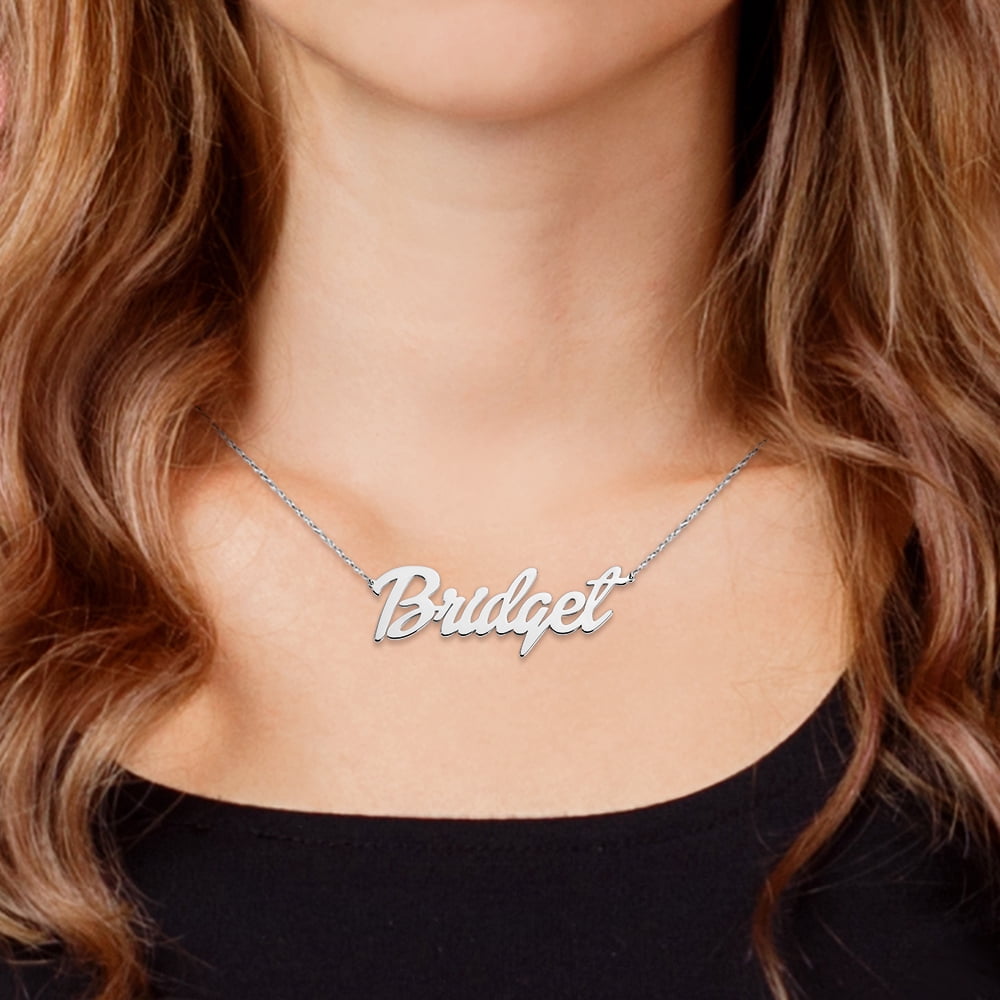 Personalized Planet Women's Plated Medium Bold Script Name Necklace