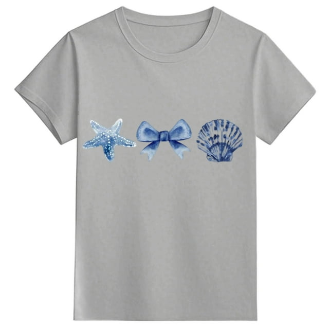 T-shirts pour Tout-Petites Filles, T-Shirts Imprimés à Manches Courtes pour Filles, Col Ras du Cou, Tenues d'Été pour Filles, T-Shirts Mignons pour Filles 2-3 Ans