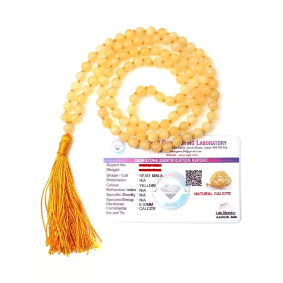 Natural Crystal Calcite mala Natural Crystal Stone 6 mm 108 Beads Jap Mala