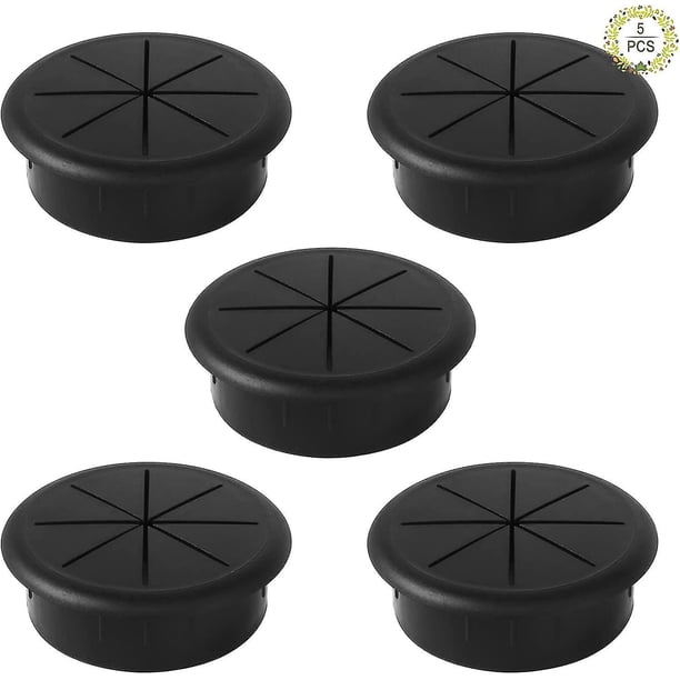 Ojal de escritorio negro, cubierta de orificio de escritorio para cables, ojal de escritorio para cables, ojal de cable flexible, paquete de 5