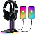thumbnail image 1 of ZOUSSIQI RGB Headphone Stand,Headset Holder with 2 USB Ports,Multifunction Gaming Headset Holder, Gaming Accessory and Gift for Desktop Table Game Earphone for Desk CA919-51161, 1 of 9