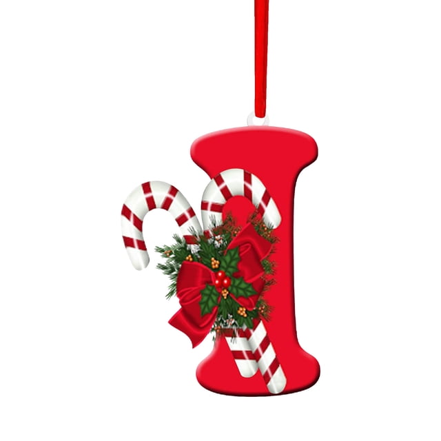 I Christmas Tree Ornaments Personalized Diy 26 Letters Hanging Decor With Red String For Xmas Tree Home Party Decoration Holiday Gift 3.15 Inch 0.033 Lb