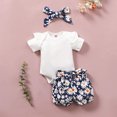 thumbnail image 3 of Vedolay Summer Sets Girl 2 Piece Girl's Summer 2 Piece Twist Front Crop Tops with Floral Belted Short Set,White 0-3 Months, 3 of 4