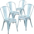 thumbnail image 1 of Commercial Grade 4 Pack Distressed Green-Blue Metal Indoor-Outdoor Stackable Chair, 1 of 9