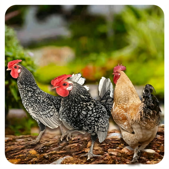 ICERUN 3Pcs Garden Statues,Acrylic Chicken Sculpture Yard Decor,Bright Colors Poultry Outdoor Decorations for Yard,Style1