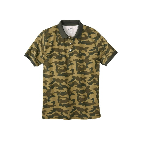 KingSize Men's Big & Tall Longer-Length Shrink-Less Piqu Polo Shirt - 5XL, Camouflage