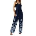 thumbnail image 5 of Qiylii Boho Floral Printed Overalls for Women Wide Leg Pants Jumpsuits Casual Suspender Bodysuits Romper with Pockets, 5 of 9