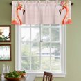 thumbnail image 4 of 2 Pack Valances for Windows, Flamingo Birds Window Valances for Living Room/Bedroom/Bathroom, Pink Animals Floral Abstract Oil Painting Light Filtering Kitchen Curtain Valance 42"W x18" L, 4 of 9