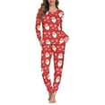 thumbnail image 2 of Renewold Santa HO HO HO PJs Mathching Set of 2,Holiday Family Sleepwear Sets Long Sleeves Nightwear Outfits Red Christmas Theme Lounge Nightgown for Women Size 2XL, 2 of 5