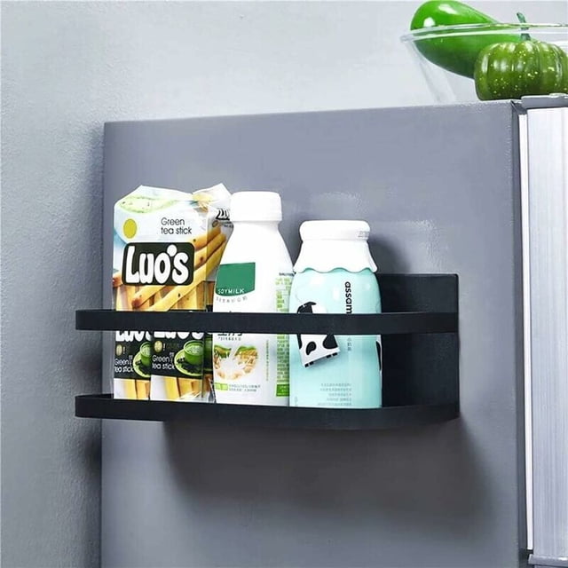 Estante colgante para refrigerador, estante para especias con imán para refrigerador, estante de cocina, organizador de almacenamiento de cocina, negro, Sunny
