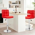 thumbnail image 3 of Raye Faux Leather and Metal Bar Stools - Set of 2, Red, 3 of 16