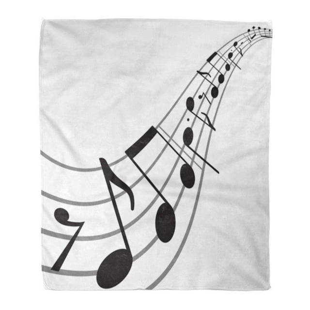 JSDART Couverture en Flanelle Imprimée Chaude et Confortable, Clef Musicale Noire et Notes pour Votre Texte Graphique pour Collégiens, Confortable et Douce pour Lit, Canapé et Sofa 58x80 Pouces