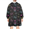 thumbnail image 2 of Wearable Oversized Blanket,Neon Controllers Games Icons Black Pattern Wearable Blanket Hoodie for Adults,Cozy Hooded Blankets with Super Pockets,Super Warm Fuzzy Pullover for Women & Men, 2 of 6
