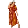 thumbnail image 6 of HAPPY BAY Women's Summer Batik Sleepwear Caftan Maxi Loungewear Dashiki House Dress with Pockets Nightgowns for Women 2X-3X Tangerine, Floral, 6 of 6