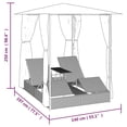 thumbnail image 4 of vidaXL Double Sun Lounger with Curtains Poly Rattan Brown, 4 of 4