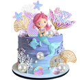 thumbnail image 1 of DRWATE - Decoraciones de pastel de sirena con concha de sirena 3D de estrellas de mar de cola de pez para ni&ntilde;os y ni&ntilde;as, suministros de fiesta de cumplea&ntilde;os para baby, 1 of 7