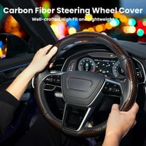 Universal Carbon Fiber Steering Wheel Cover, Anti-Scratch, Anti-Slip, for 14-16 Inch Wheels, Interior Accessories for Cars, SUVs, Trucks, Brown