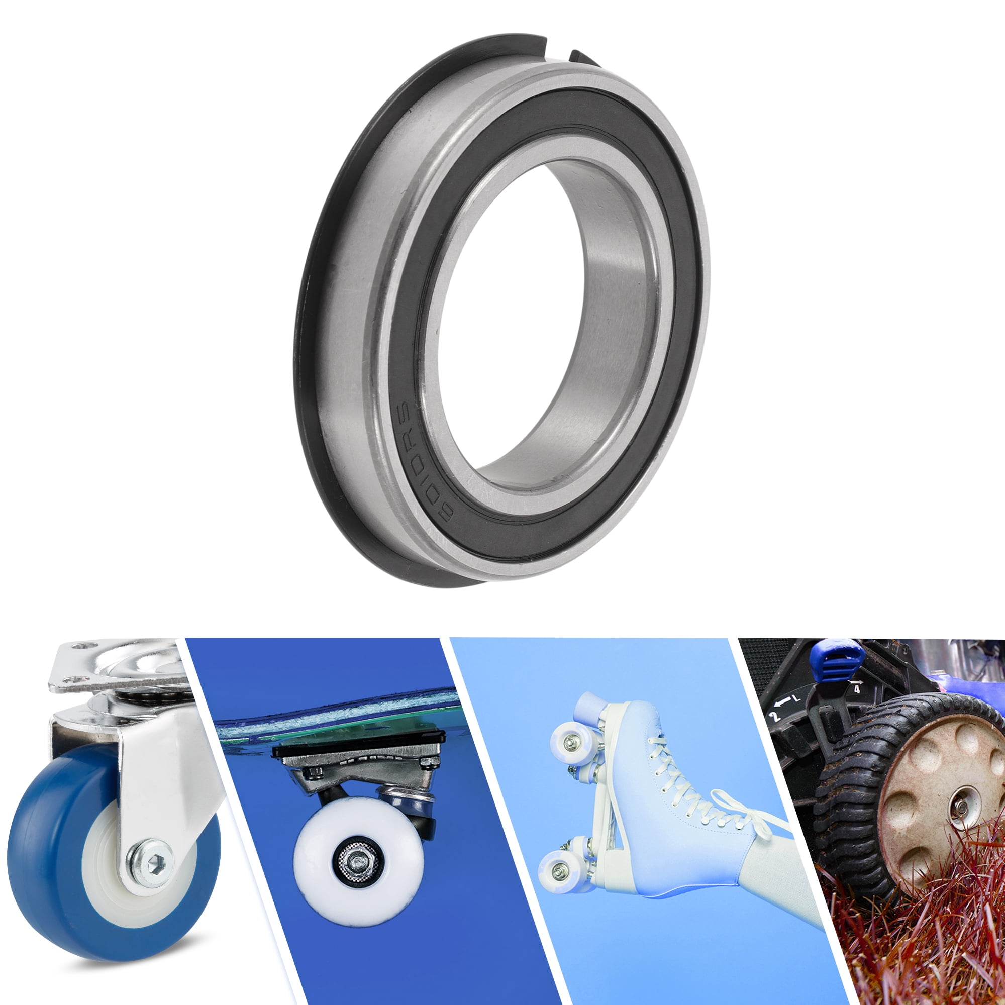 Unique Bargains 6010NR2RS Deep Groove Ball Bearings 50x80x16mm P0 Double Rubber Seal Lubricated Bearings 1 Pc Car Scooter Skateboard Wheel Universal Silver Tone Black