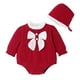 thumbnail image 1 of Gibobby Mamelucos para bebe niño polar Bebés recién nacidos niñas pajarita sólido primavera invierno manga larga mono sombrero ropa(Vino, 12-18 Meses), 1 of 5