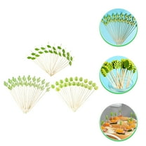 Worgeous 60pcs Green Cocktail Picks Decorative Food Picks for Appetizers and Drinks Synthetic Material