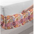 thumbnail image 2 of Moroccan Bed Skirt, Italian Culture Inspired Floral Elements Western Civilization Ornamental Pattern, Elastic Bedskirt Dust Ruffle Wrap Around for Bedding Decor, 4 Sizes, Multicolor, by Ambesonne, 2 of 2