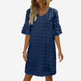 thumbnail image 4 of Tshirt Dress Women Summer Chiffon Short Sleeve V Neck Polka Dot Casual Mini Dresses T Shirt Dresses for Women, 4 of 6