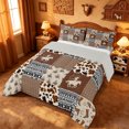thumbnail image 2 of meiyoeat Brown Western Cowboy Full Size Comforter Sets For Boys,Patchwork Geometric Plaid Bedding Comforter Set,Reversible,3-Piece,1 Comforter and 2 Pillowcases, 2 of 7