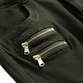 thumbnail image 3 of Jeans for Men Stretch Skinny Zipper Decoration Straight Leg Motorcycle Denim Trousers with Multi-Pockets Casual Slim Fit Pants for Men Army Green L, 3 of 7