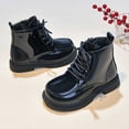 thumbnail image 5 of Girls Ankle Boots Kids Combat Boots Glossy Patent Bootie Lace Up Side Zipper Water Resistant Easy Clean for Fall Winter Daily Party Wear, 5 of 9