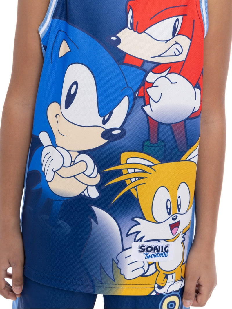 Sonic The Hedgehog Shadow Ensemble Basketball 2 Pièces Enfant - Haut Sans Manches Et Short