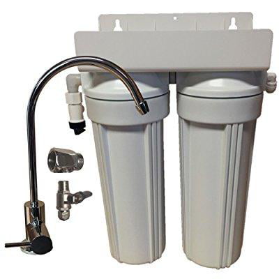 2 Stage 10 Drinking Water Filter with GAC/KDF Filter Removes Lead, Mercury, & Iron - Includes Faucet and Undersink Connection (Best Faucet Filter To Remove Lead)