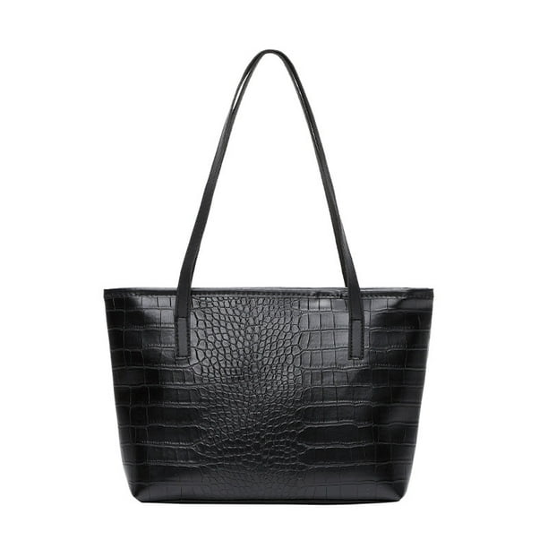 SAYOO Bolso de hombro para mujer Lingge/ Patrón de cocodrilo/ Estampado/ Diseño de leopardo Cierre de cremallera Bolso de mano de gran capacidad SAYOO casual