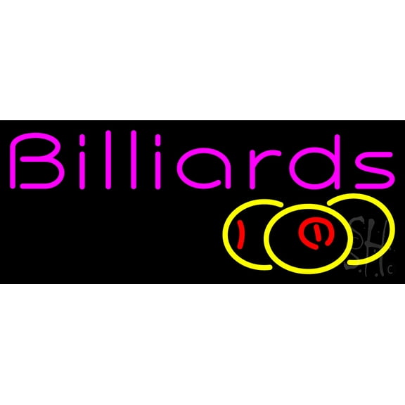 Green Billiards 1 LED Neon Sign 10 x 24 - inches, Black Square Cut Acrylic Backing, with Dimmer - Bright and Premium built indoor LED Neon Sign for wall décor, arcarde, and storefront.