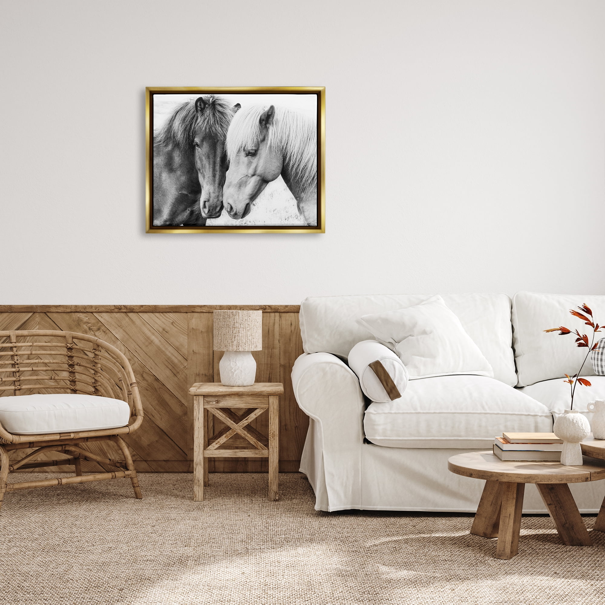 Stupell Industries Horse Love Duo Portrait Animals & Insects Photography Gold Floater Framed Art Print Wall Art, 31 x 25