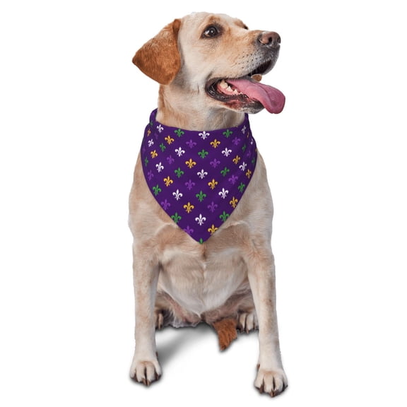 Naloa Purple Mardi Gras Dog Bandanas 1PC Washable Triangle Dog Scarfs Premium Durable Fabric, for Small Medium Large Dogs and Cats