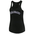 thumbnail image 2 of Women's Soft as a Grape Black Colorado Rockies Plus Size Swing for the Fences Racerback Tank Top, 2 of 3