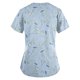 thumbnail image 3 of Top de trabajo de manga corta con cuello en v SCZ para mujer estampado azul claro talla S, 3 of 3
