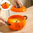 thumbnail image 2 of pdqouc Oven Pumpkin Bowls Ceramic Pumpkin Pots for Cooking Pumpkin Dutch Oven Pot with Lid Pumpkin Soup Bowls for Home Thanksgiving Halloween, Decor Gift, 2 of 9