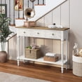 thumbnail image 5 of 3More Entryway Console Table with 3 Drawers,42" Carved Hallway Table with Open Shelf,Long Sofa Table for Living Room, Hallway, Behind Couch,White, 5 of 8