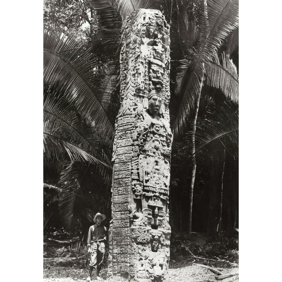 Guatemala: Quirigua, C1912. /Namerican Archaeologist Sylvanus G. Morley, Beside A Mayan Monument At Quirigua, Guatemala. Photograph, C1912. Poster Print by  (18 x 24)