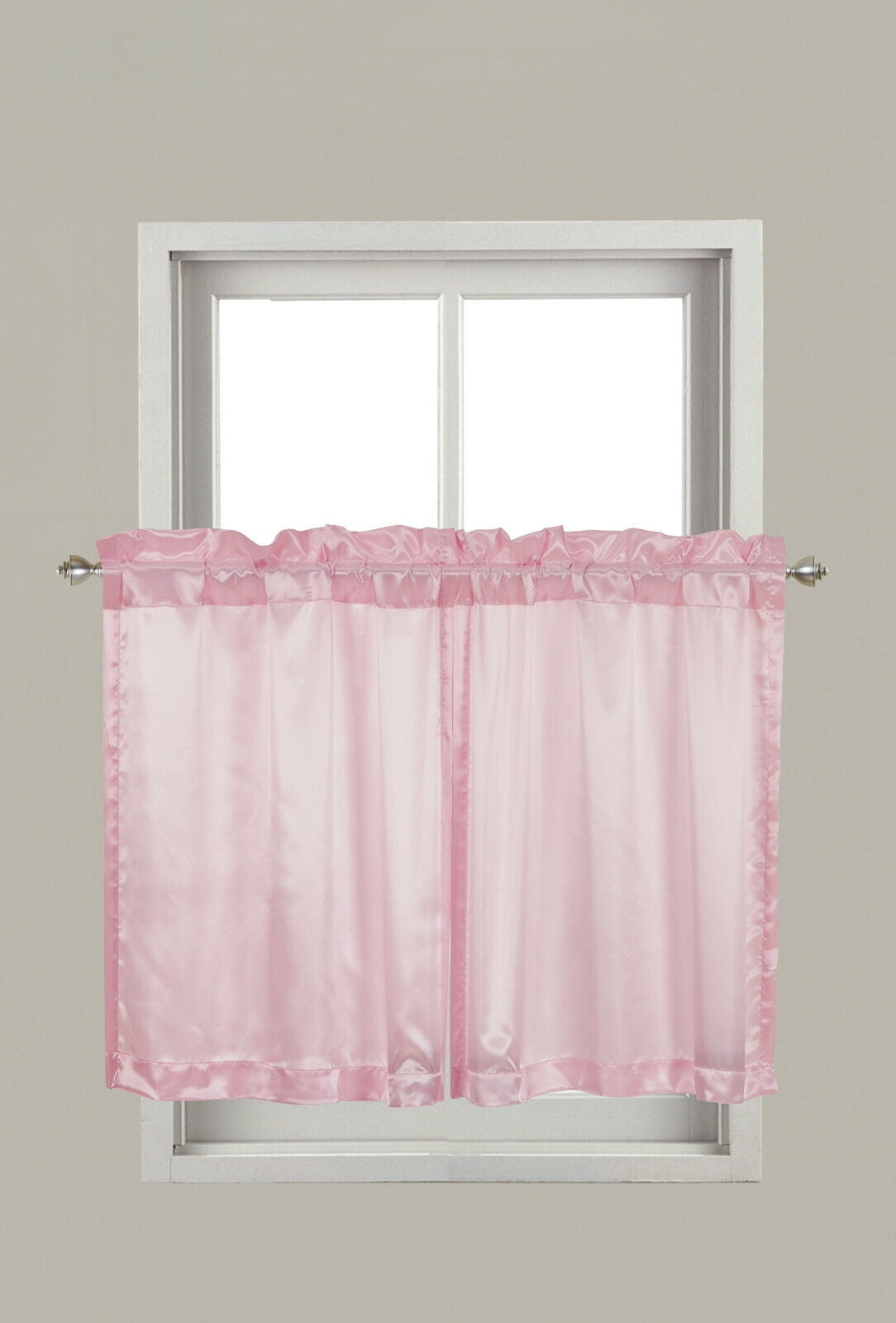 FLOSSY 22PC SATIN PINK KITCHEN NURSERY SOLID COLOR CURTAIN TIERS VALANCES PANELS SIZE : 22" WIDE X 22" LONG (EACH TIER PANE L) - Walmart.com FLOSSY 22PC SATIN PINK KITCHEN NURSERY SOLID COLOR CURTAIN TIERS VALANCES PANELS SIZE : 22" WIDE X 22" LONG (EACH TIER PANE L) - Walmart.com