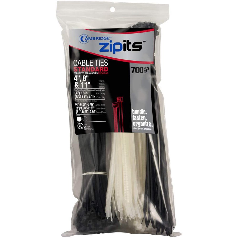 Cambridge ZipIts Cable Ties Assortment Kit 700 Pieces 4 Inch 8 Inch 11