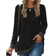 thumbnail image 2 of IROINNID Reduced Polyester Long Sleeve T Shirt for Women Daily Round Neck Color Matching Pocket Pullover Top Loose T-Shirt Round Neck Top/Shirt,Black, 2 of 4