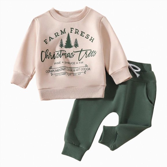 TOWED22 Toddler Boy Boy Letter Print Outfit Crew Neck Sweatshirt Top Jogger Pants Set 2Pcs Fall Winter Clothes(Blazer,12-15 M)