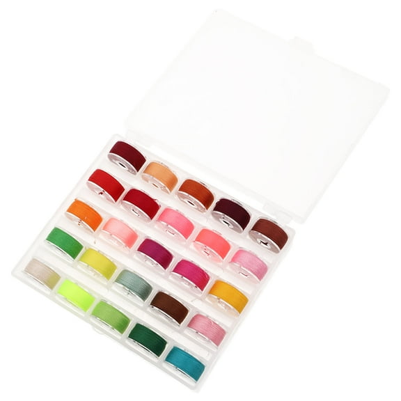Worgeous 25pcs Bobbins And Sewing Threads Prewound Bobbin Thread With Storage Case Sewing Thread Set For Embroidery And Sewing Machine Polyester Thread