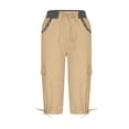 thumbnail image 5 of QIJUNTUO Women's Multi Pocket Cargo Shorts Summer Lightweight Overalls Thin Loose Fit High Waist Casual Streetwear Comfort Shorts Khaki, 5 of 6