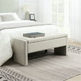 thumbnail image 2 of Comfy Bedroom Foot Rest Stool With Internal Storage - Grey Linen Fabric Coffee Table Bench Upholstery, Modern Style, 2 of 6