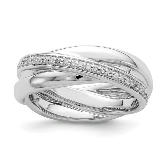 Auriga Fine Jewelry 925 Sterling Silver Round Cut Diamond Wedding Band Ring Size 7 for Women
